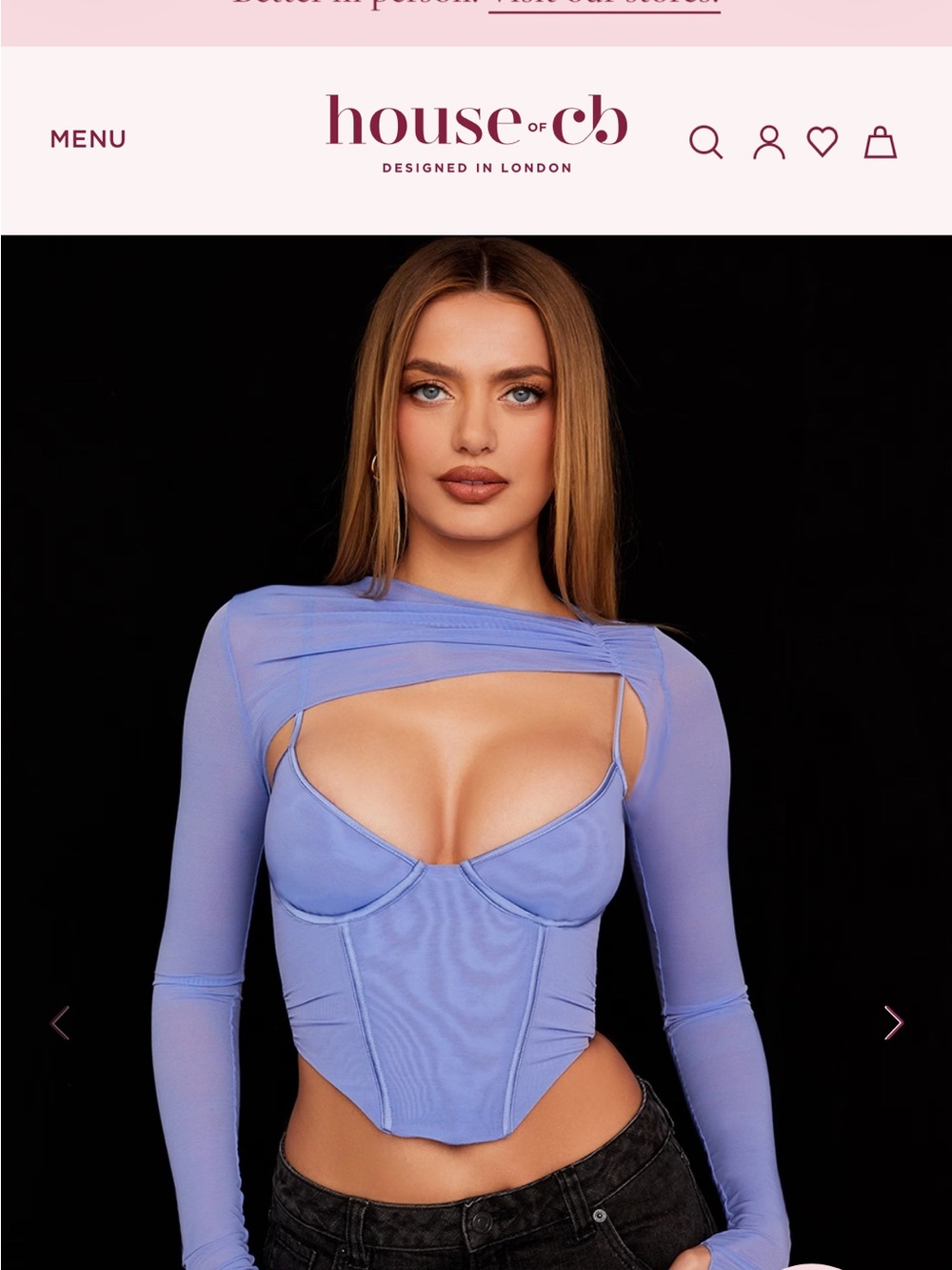 House of CB Periwinkle Long-Sleeve Cutout Corset